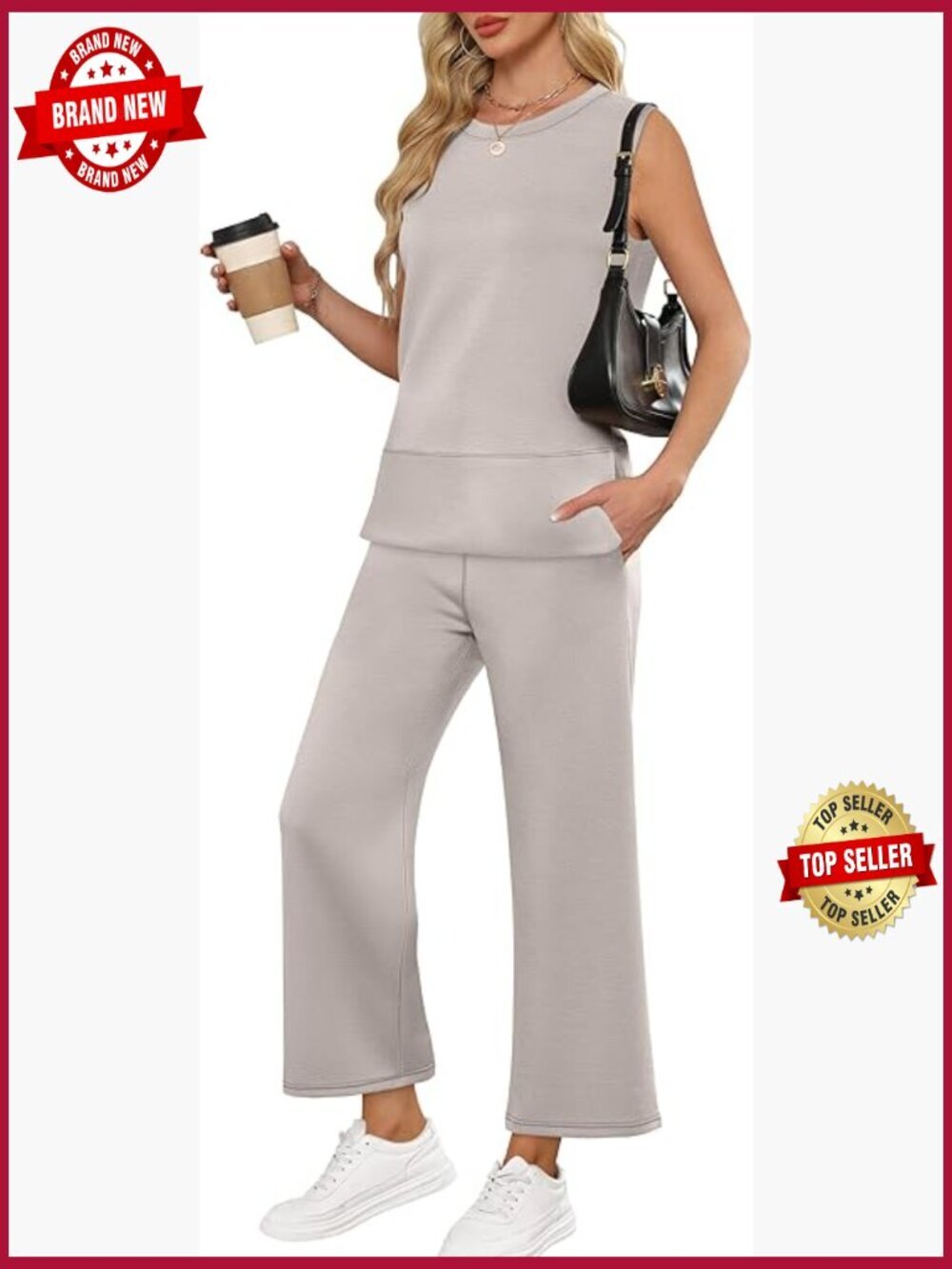 2 Piece Lounge Set Tank Top and Wide Leg Pants Sweatsuit